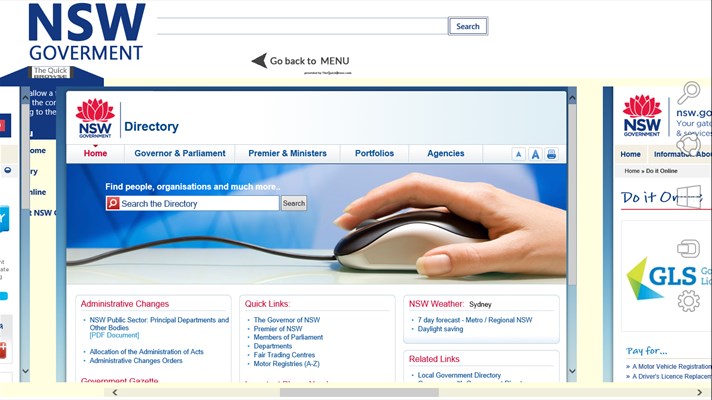 NSW Goverment in WebViews with NSW Jobs, NSW Government Directory ...