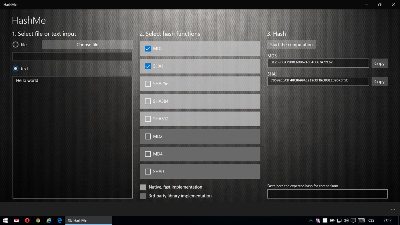 #1. HashMe (Windows) De: Martin Suchan