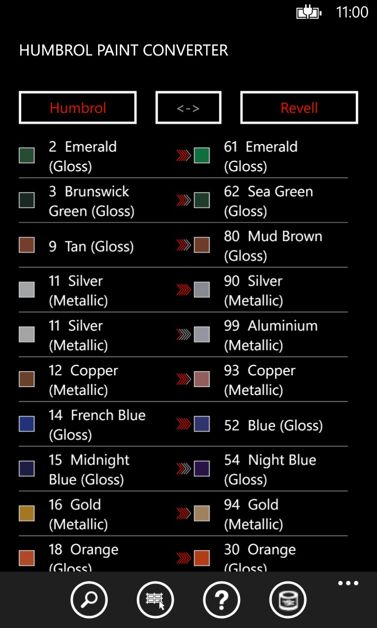 Humbrol Colour Chart Conversion