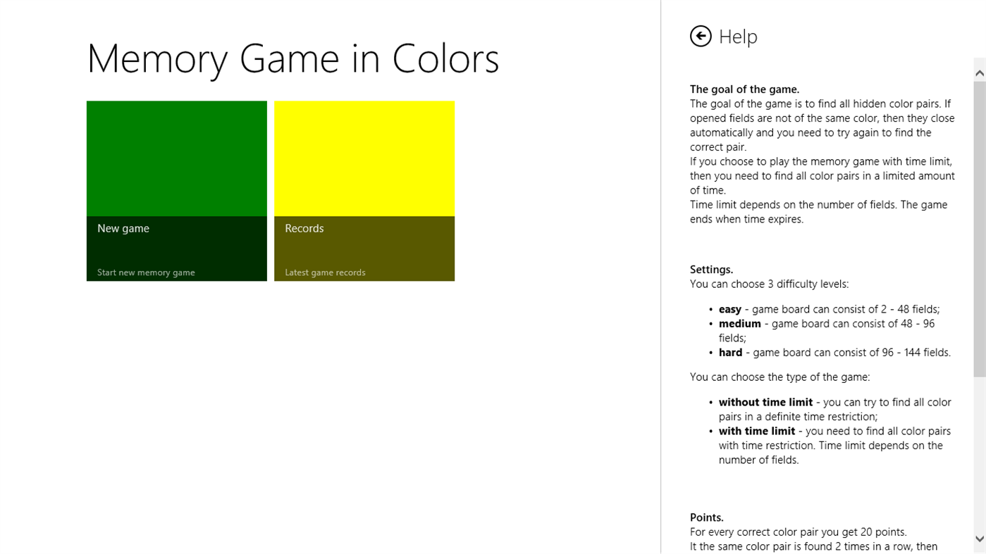 #2. Memory Game in Colors (Windows) 由: Andris Buhanovskis