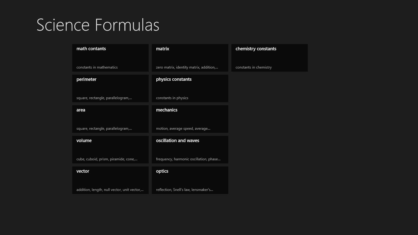 Science Formulas screenshot