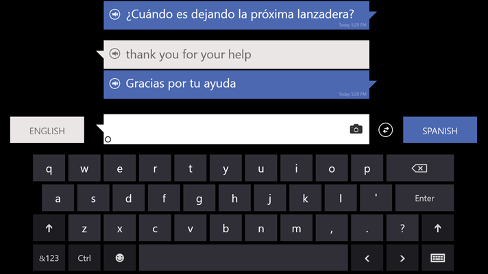 Text translation – Type and translate text into more than 40 languages.