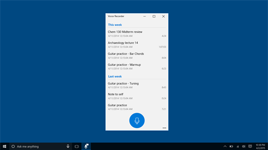 Windows Voice Recorder screenshot 3