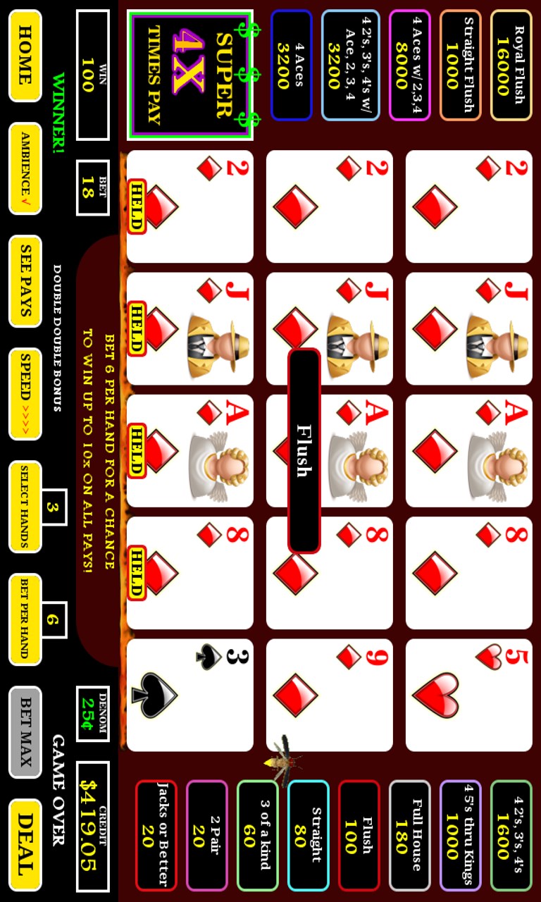 Free Super Times Pay Video Poker