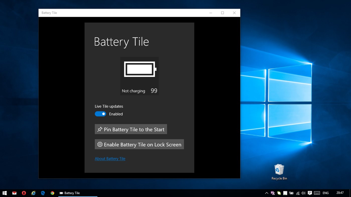 #1. Battery Tile (Windows) Av: Martin Suchan