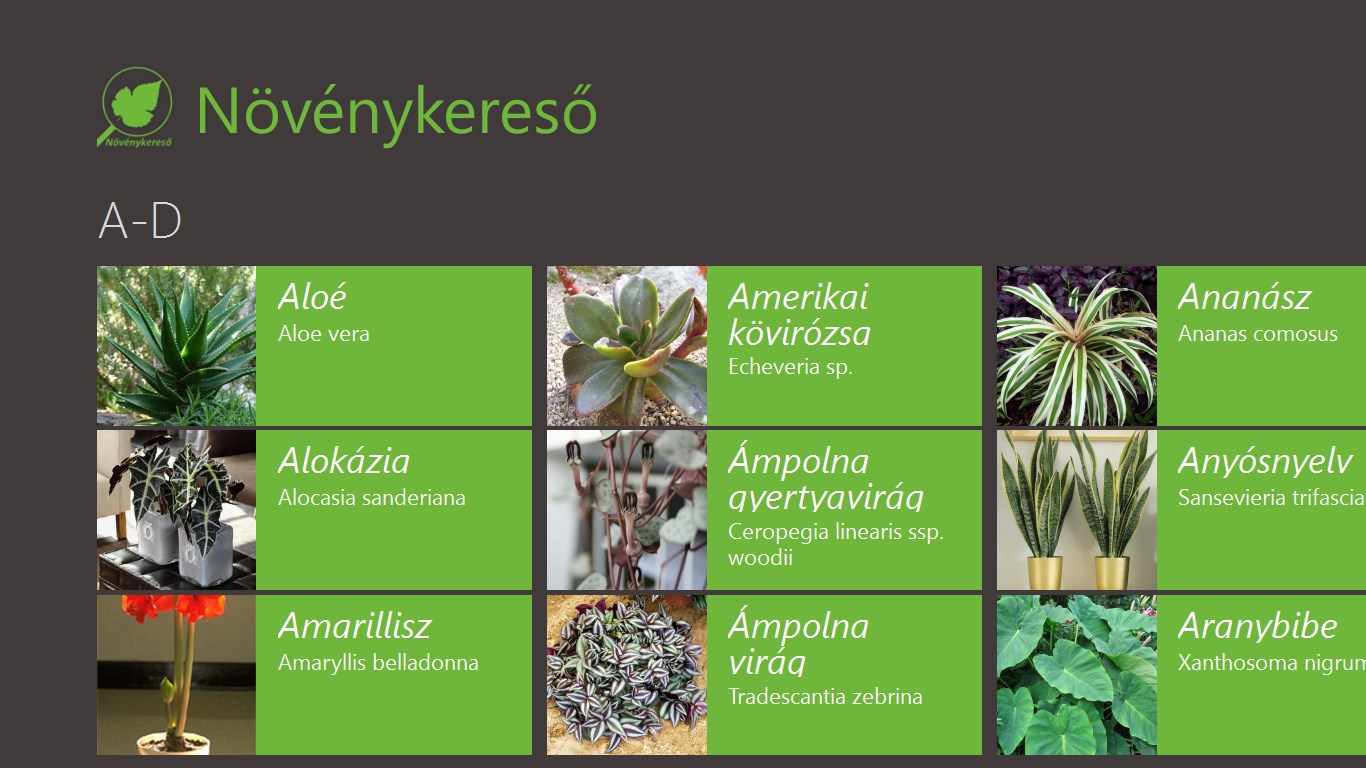 Növények betűrendben