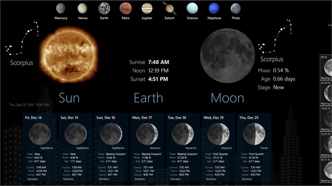 calendar with lunar phases, desktop app for mac
