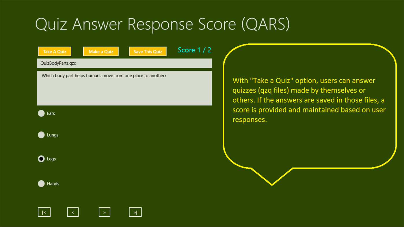 #4. Quiz Answer Response Score (Windows) Με: Vijay Krishnan