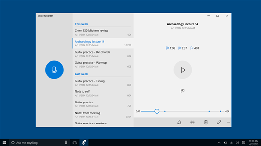 Windows Voice Recorder screenshot 2