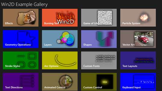 Win2D Example Gallery screenshot 1