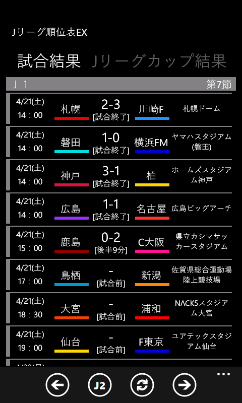 Jリーグ順位表ex For Windows 10 Mobile