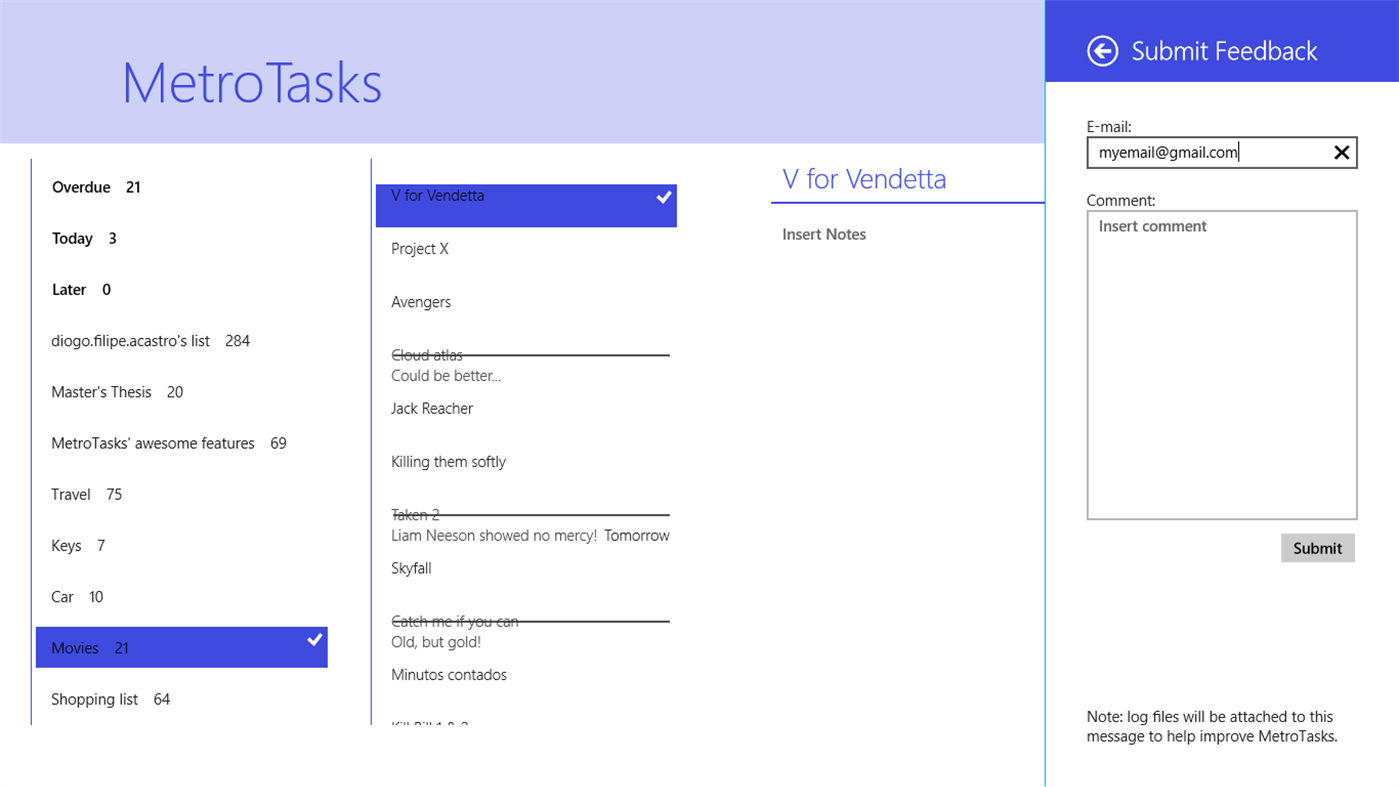 #7. MetroTasks (Windows) Podle: Diogo Castro