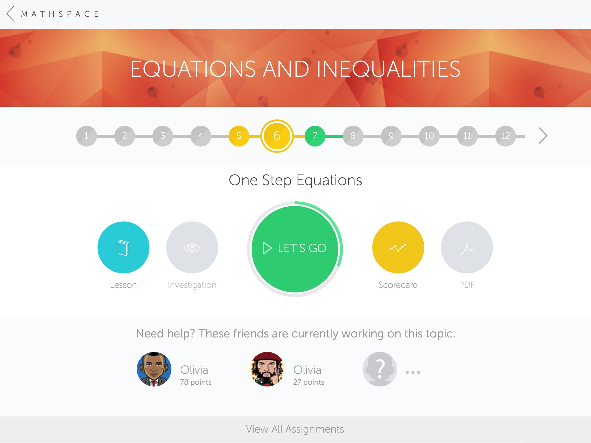 Compete with your friends to master each subtopic.