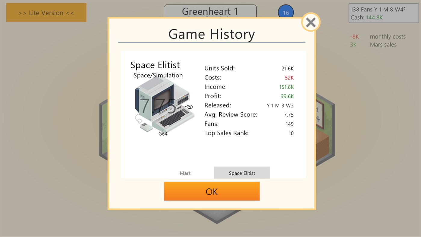#5. Game Dev Tycoon Lite (Windows) 由: Greenheart Games Pty. Ltd.