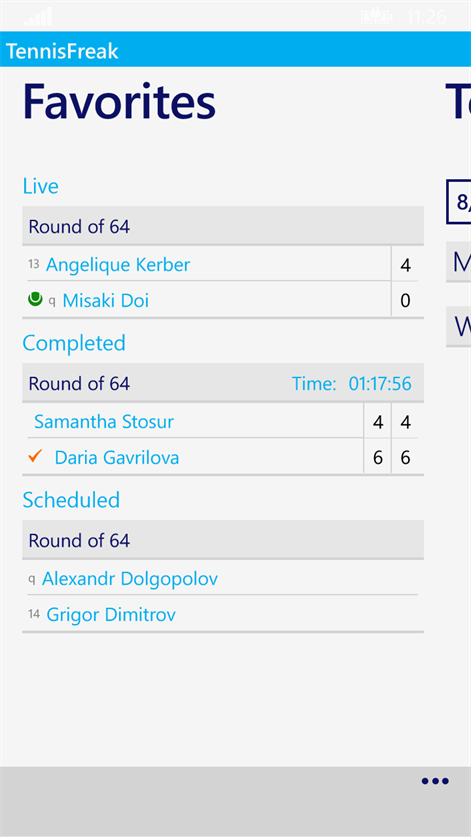 TennisFreak - Tennis Scores and News Screenshots 2