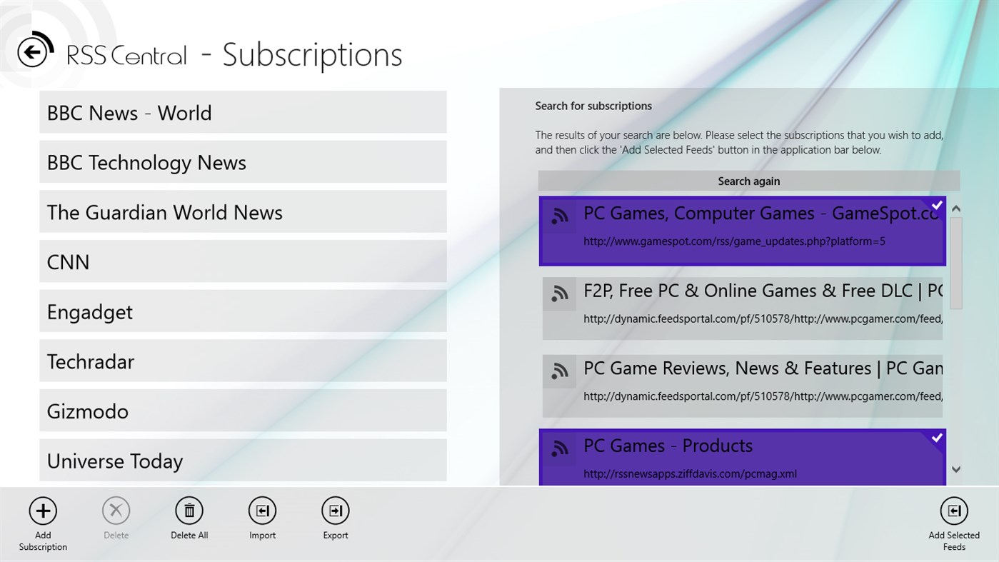 #5. RSS Central (Windows) بواسطة: adamdawes.com