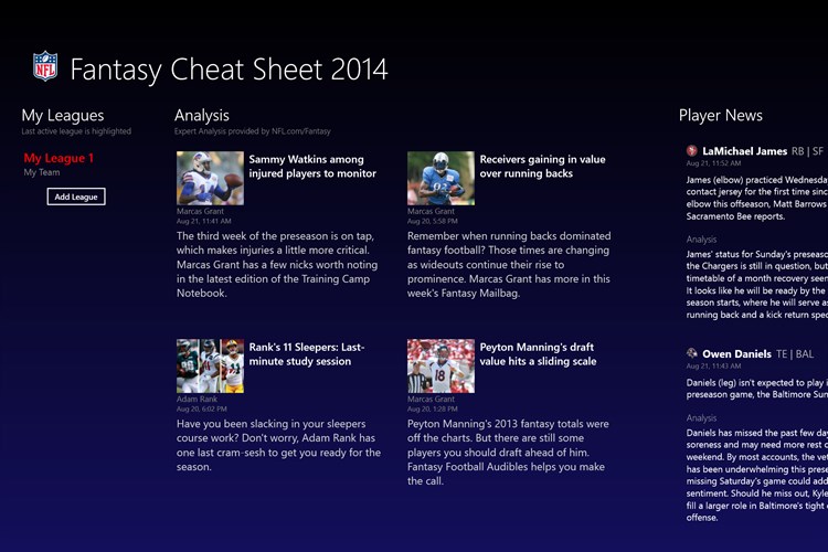 NFL Fantasy Football Cheat Sheet & Draft Kit 2014 - PC - (Windows)