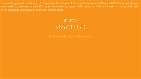 Bitcoin Price Live Tile Screenshots 1