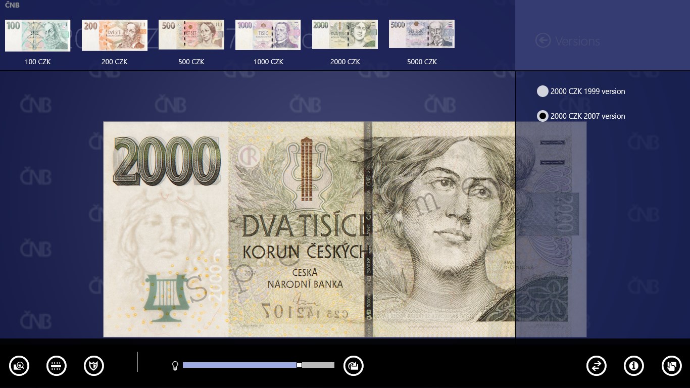 Banknote detail with back light