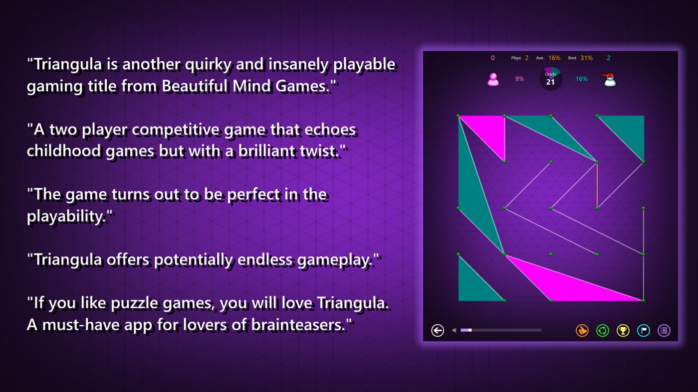 #1. Triangula (Windows) 由: Beautiful Mind Games