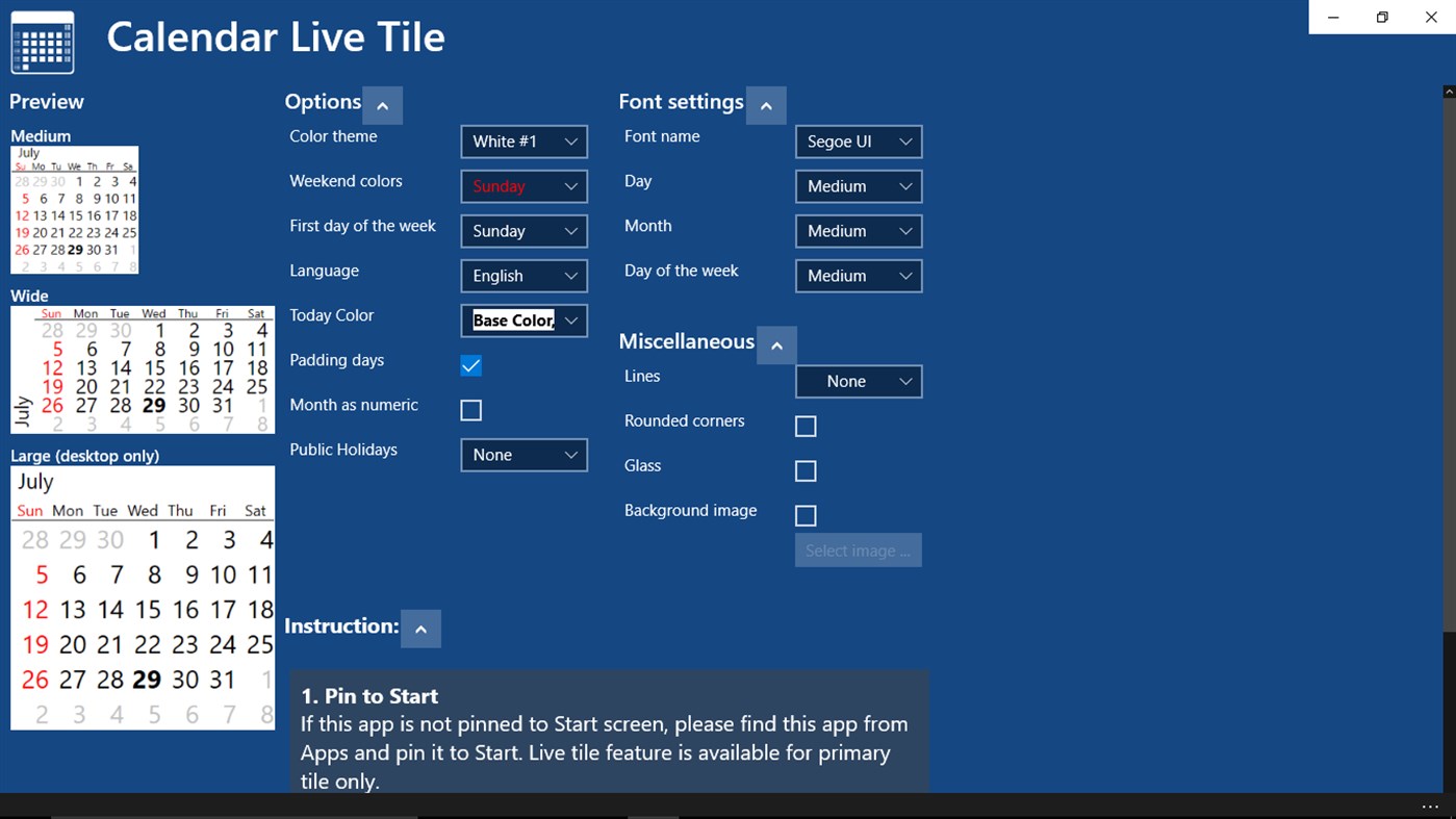 #2. Calendar Live Tile (Windows) Ved: gishtaki
