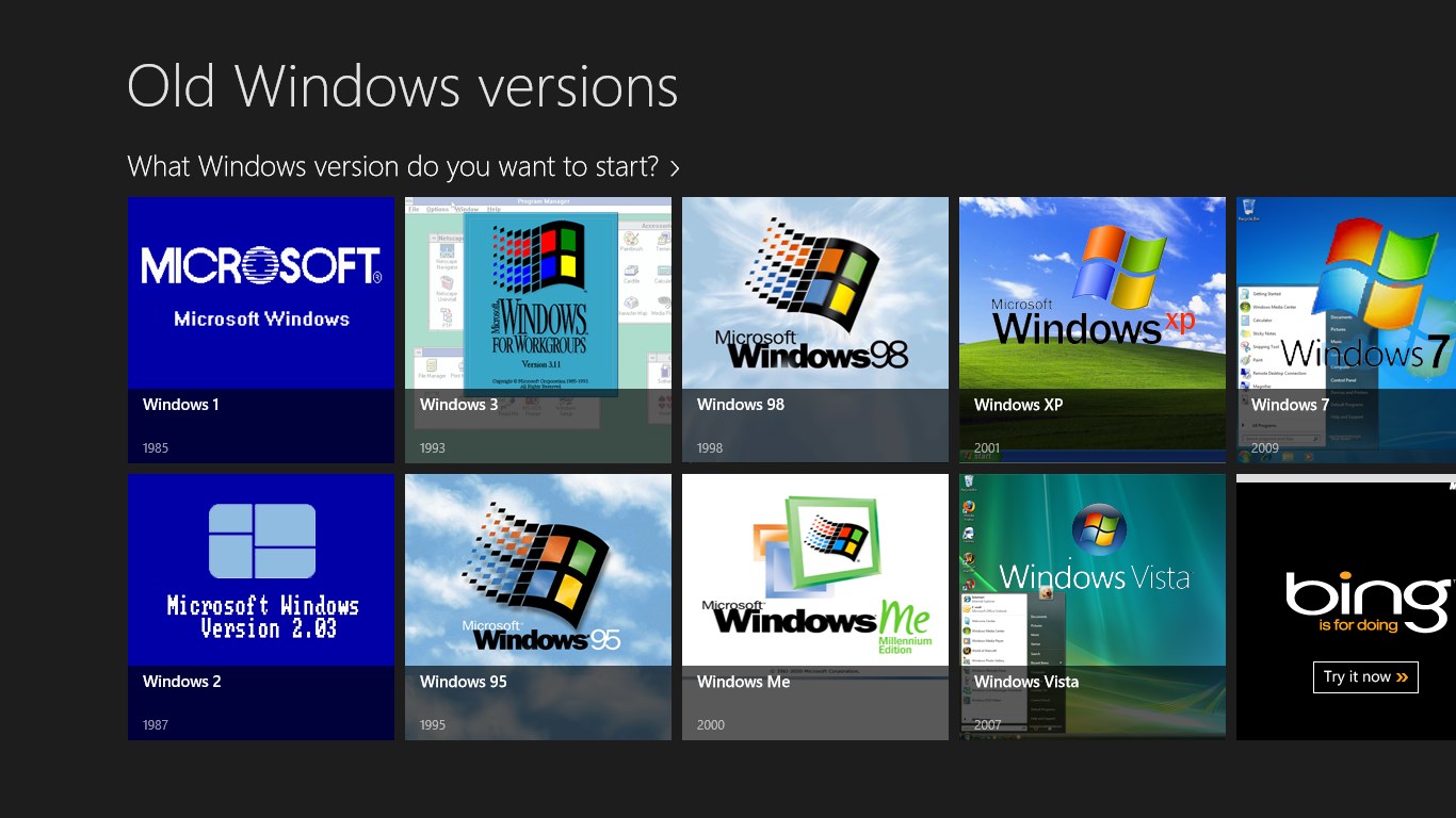 Old Windows Versions screenshot