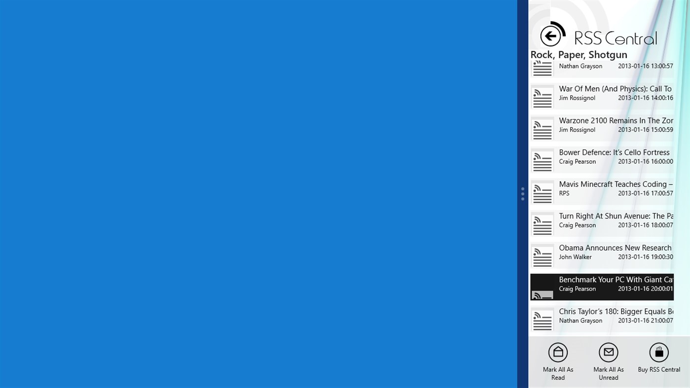 #8. RSS Central (Windows) بواسطة: adamdawes.com