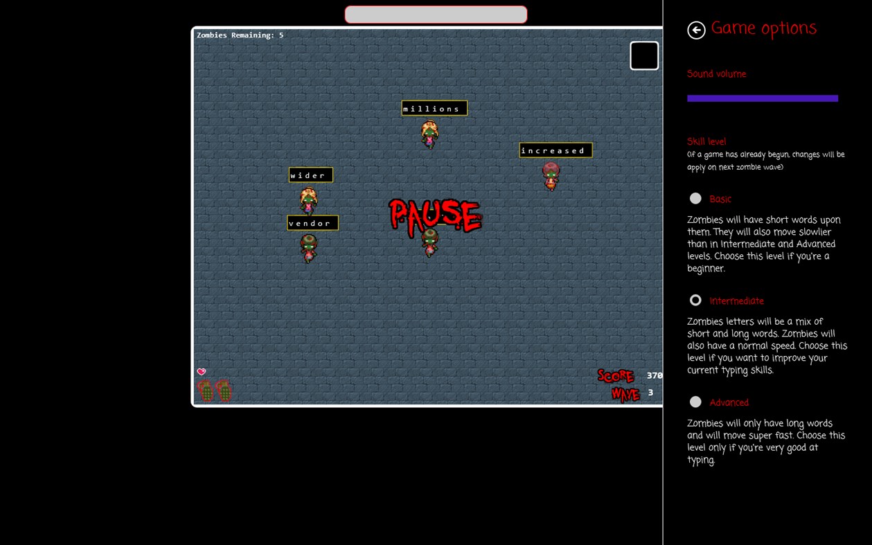 #6. Zombie Typing Survivor (Windows) Podle: Anthony Kojima Productions