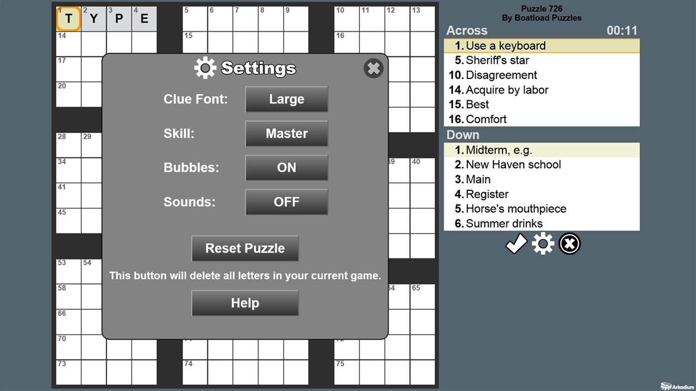 #3. Crossword Fun (Windows) Por: Arkadium Inc