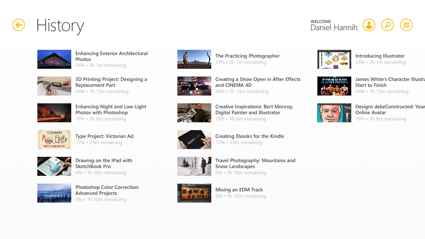 Keep track of your learning in your course history