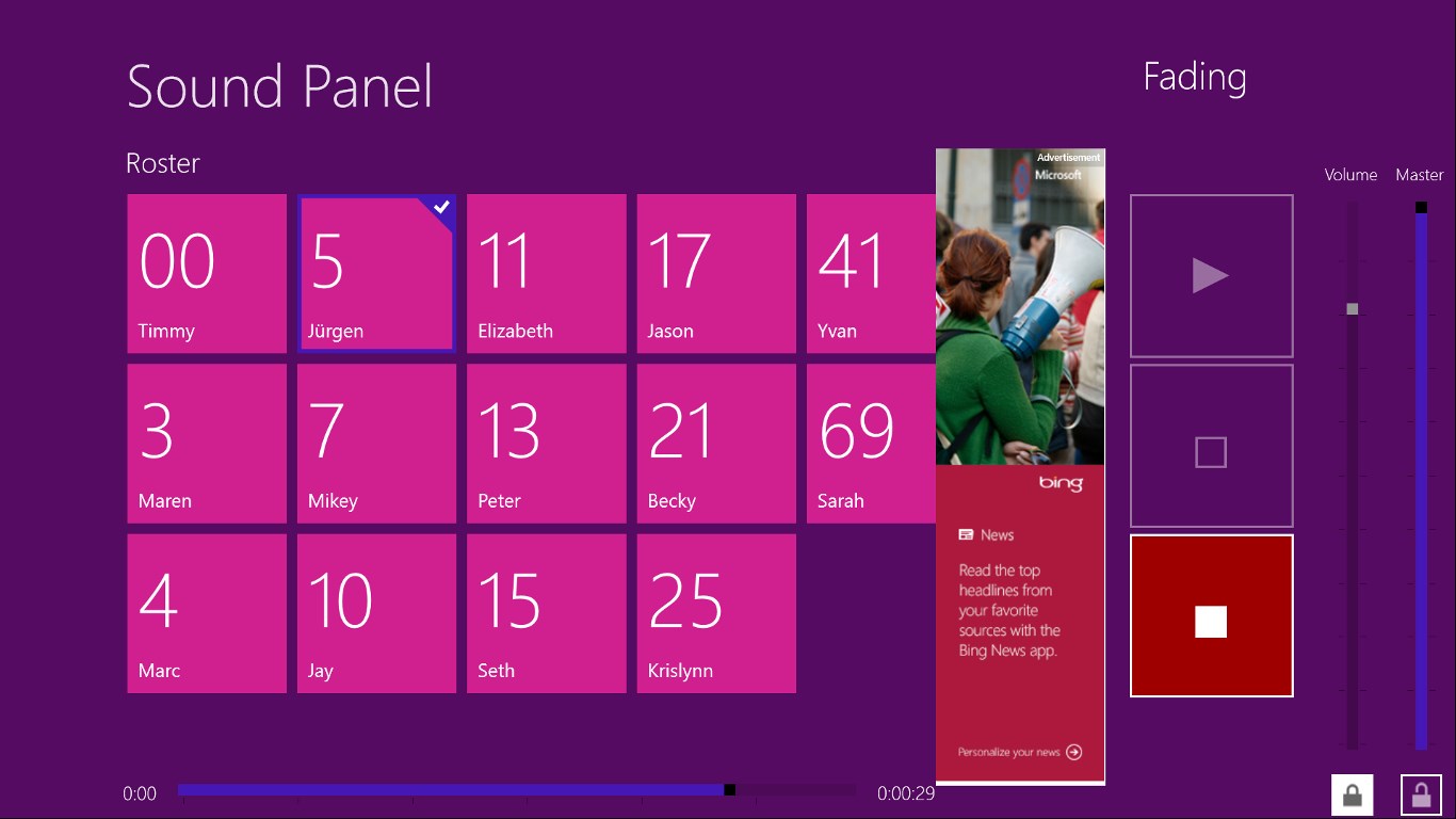 Live Event Sound & Music Panel screenshot