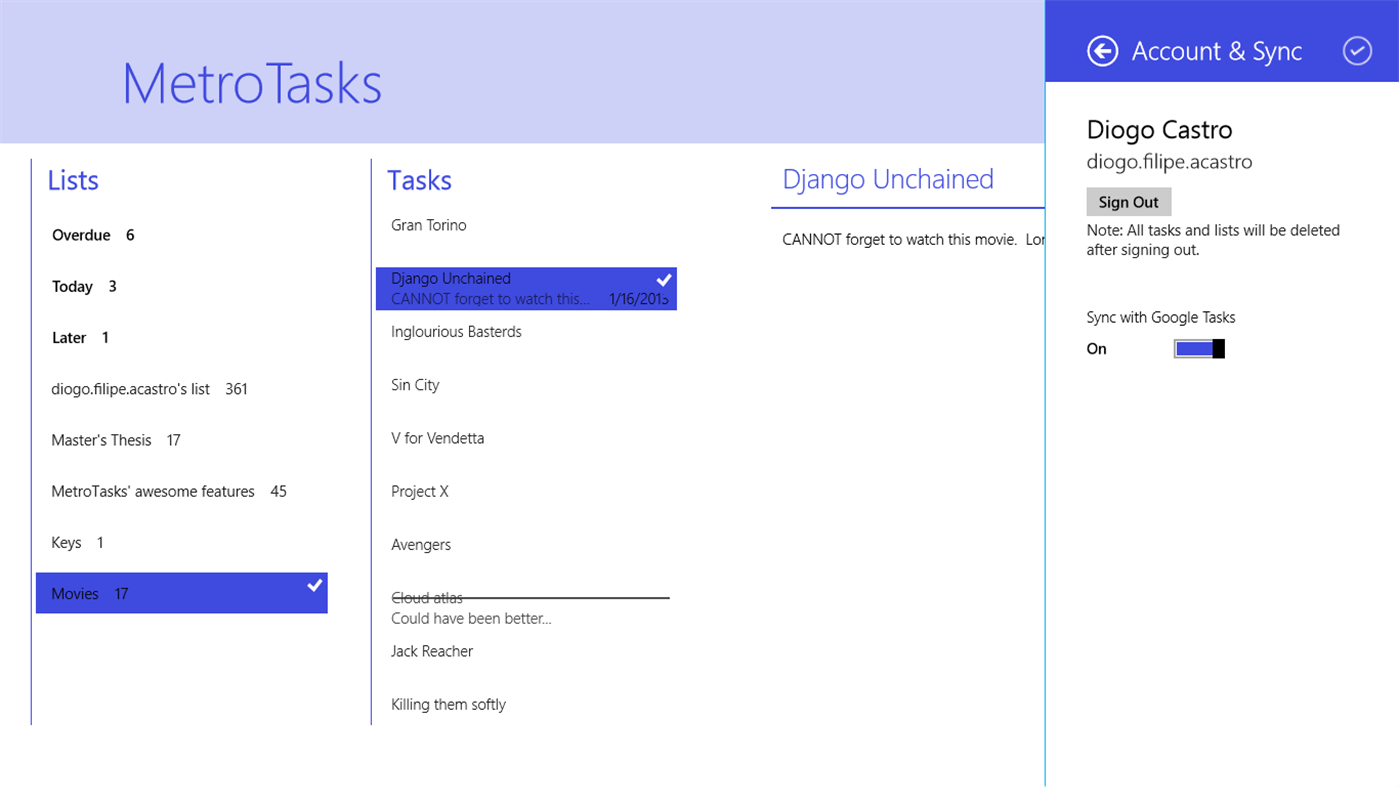 #6. MetroTasks (Windows) Podle: Diogo Castro