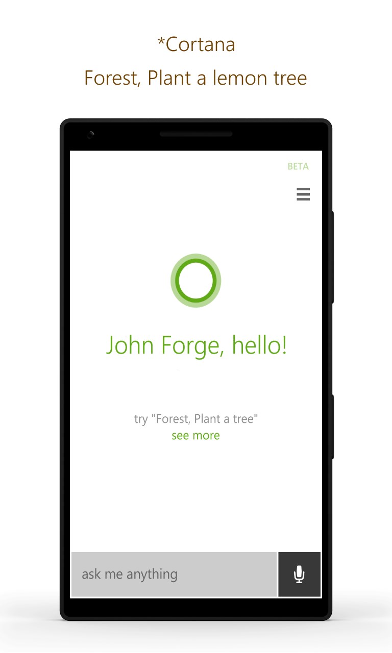 Screenshot: *Cortana: Forest, Plant a lemon tree