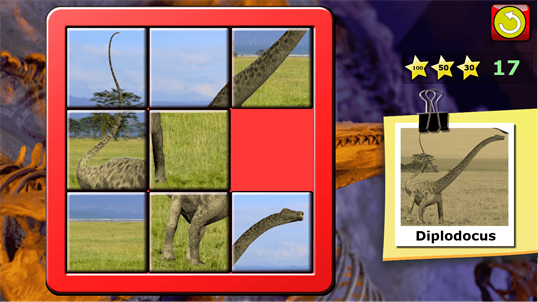Kids Dinosaur Rex Slide Puzzle 15 - mystic squares shape rearranging mosaic game suitable for developing brainy older aged children screenshot 2