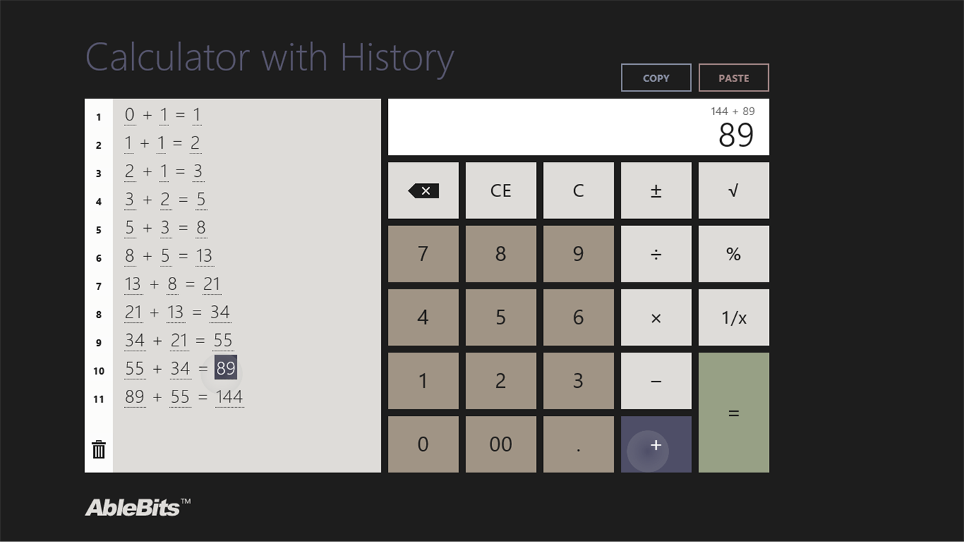 #2. Calculator with History (Windows) 由: Add-in Express