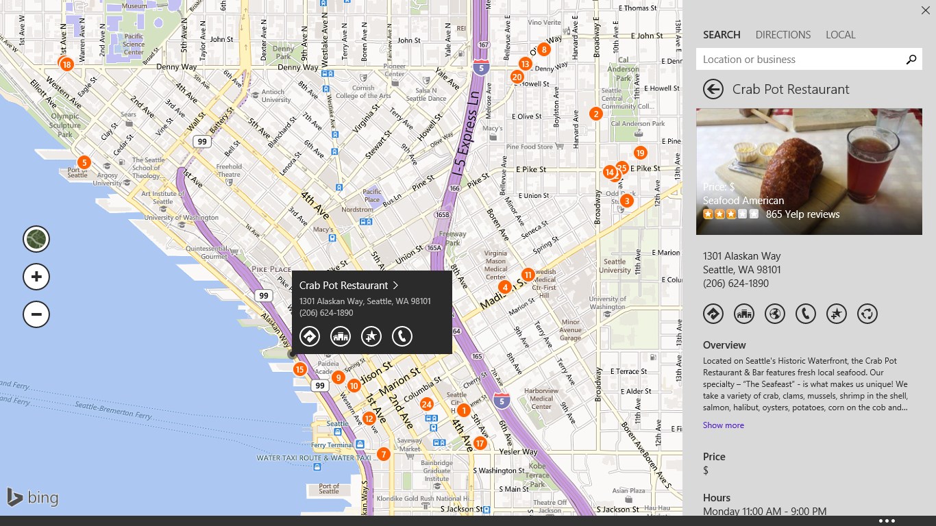 Look up detailed information about a business including user reviews.