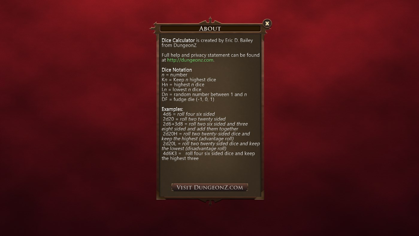 #2. Dice Calculator (Windows) Ved: DungeonZ