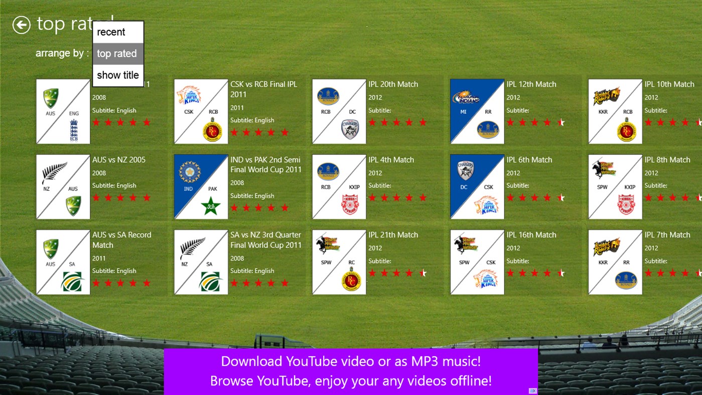 #3. Cricket Videos (Windows) By: LART SOFT