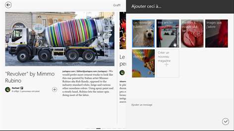 Capture d’écran : Utilisez le bouton « + » pour enregistrer vos histoires préférées dans vos magazines.