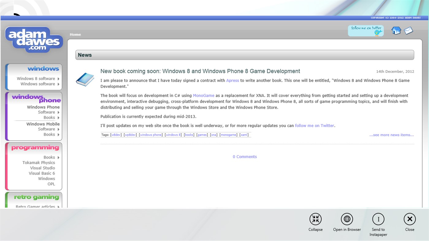 #4. RSS Central (Windows) بواسطة: adamdawes.com