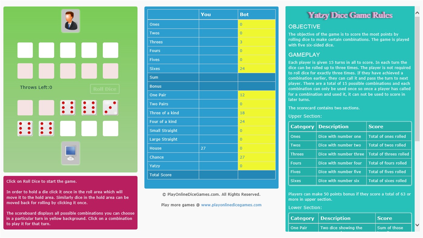 #2. Yatzy: Dice Game (Windows) Von: ALGOTECH SOFTWARE