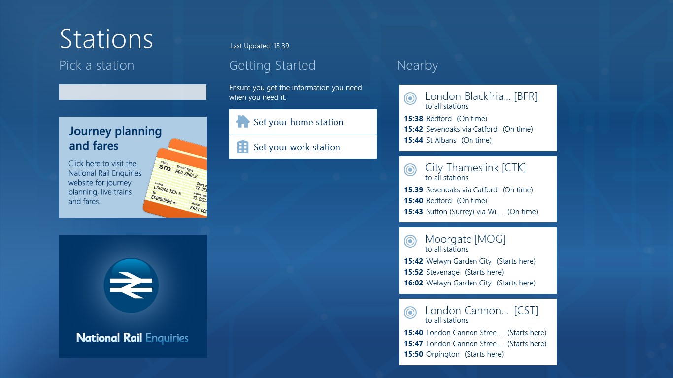 National Rail Enquiries Windows Apps Appagg