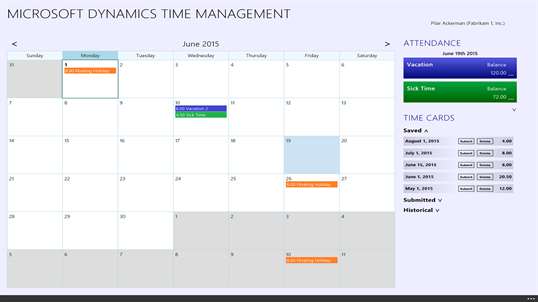 Microsoft Dynamics Time Management screenshot 1