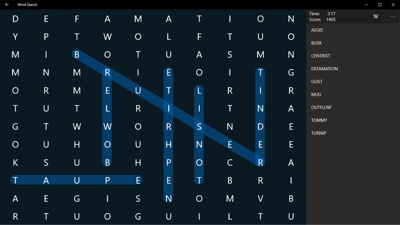 #1. Word Search (Windows) بواسطة: Steve Nessen