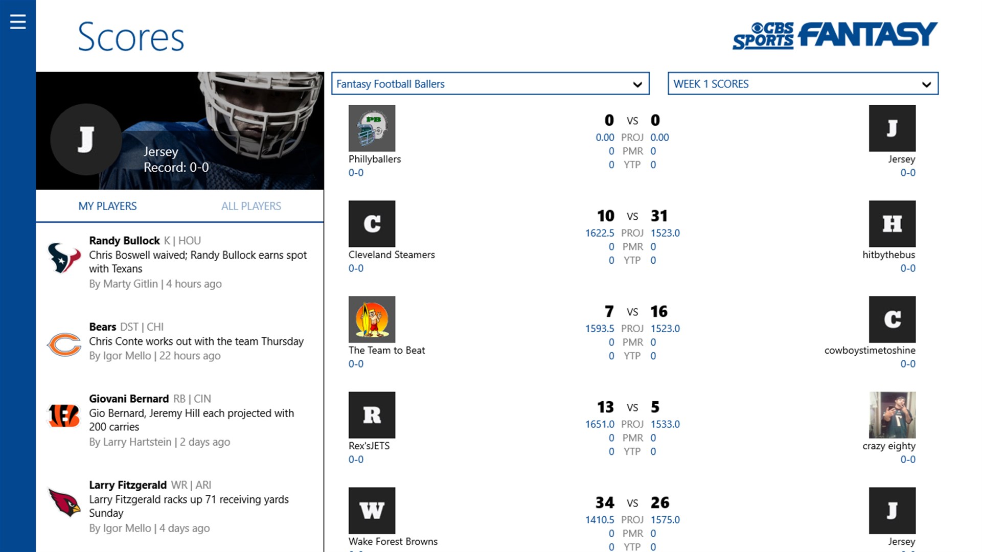 CBS Sports Fantasy Football League Point Scoring Structure