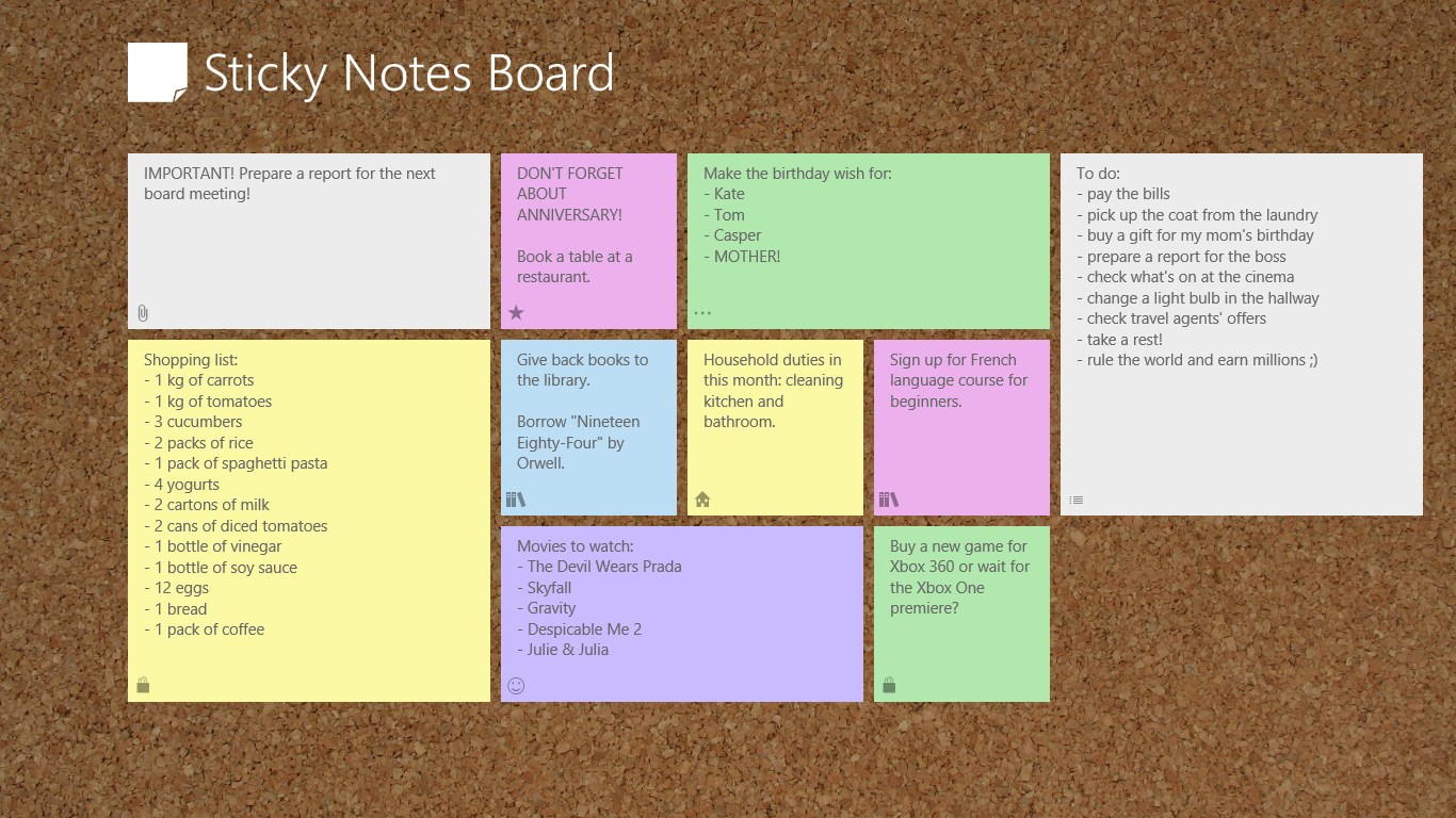 Sticky Notes Board