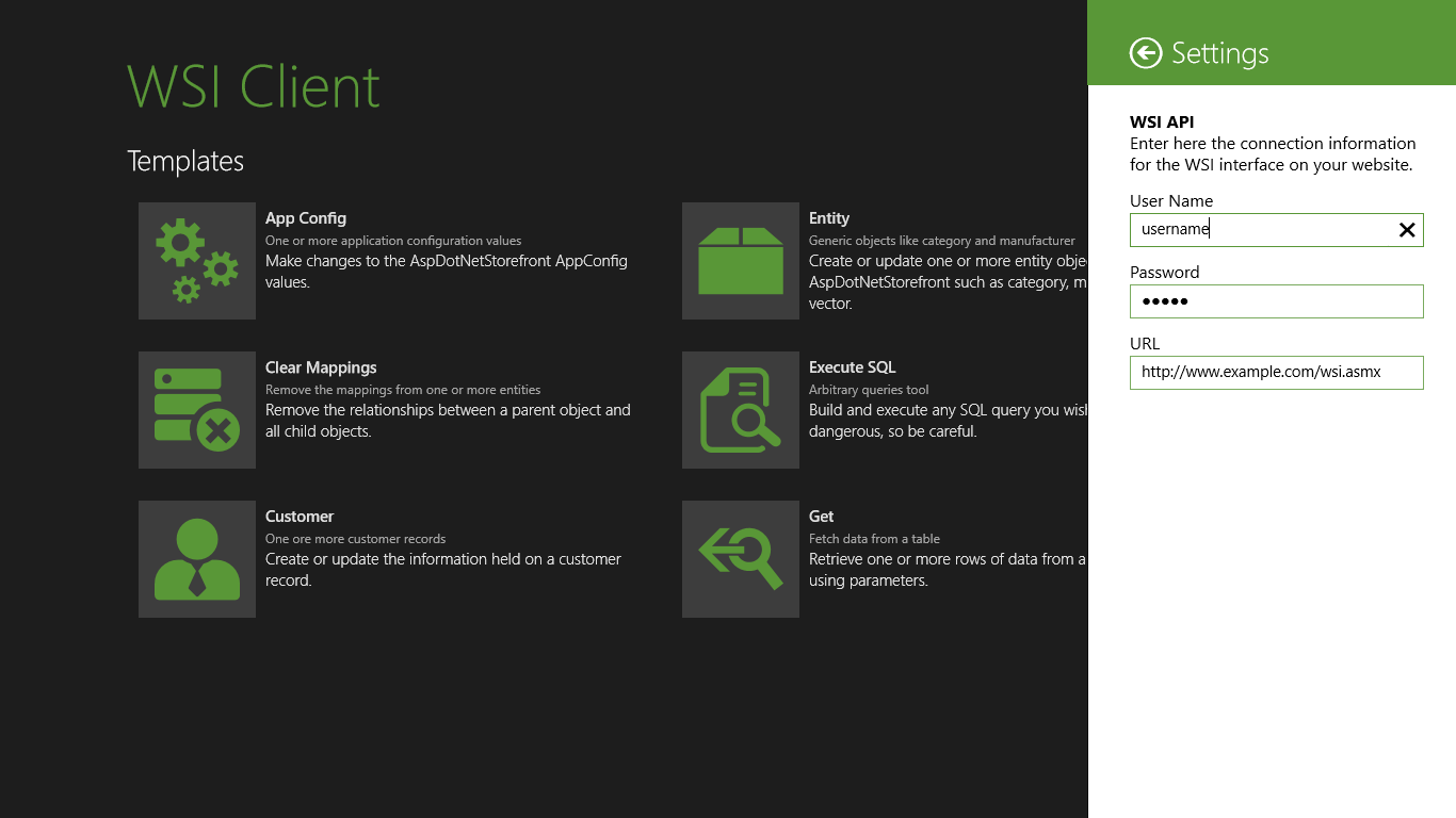 WSI Client screenshot
