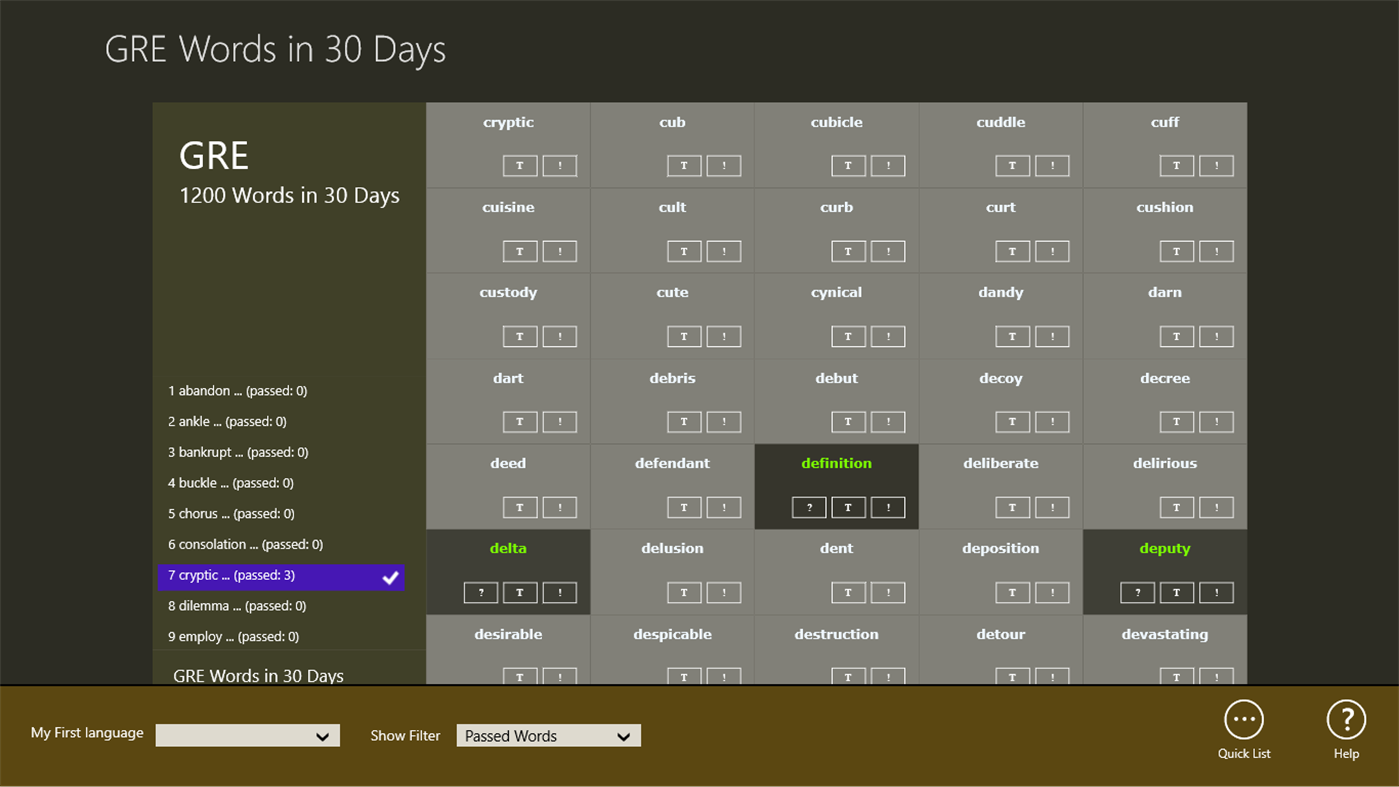 #4. GRE Words in 30 Days (Windows) 게시자: English Test Vocabulary