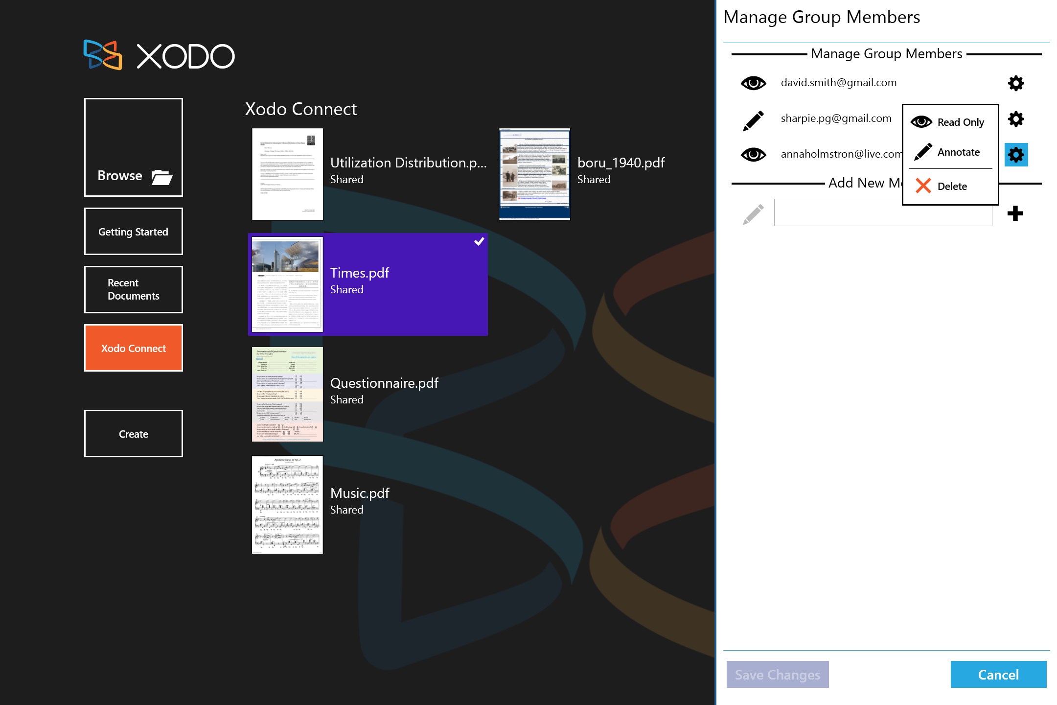 Screenshot: Put your documents online and invite your friends to view and annotate it with Xodo Connect.