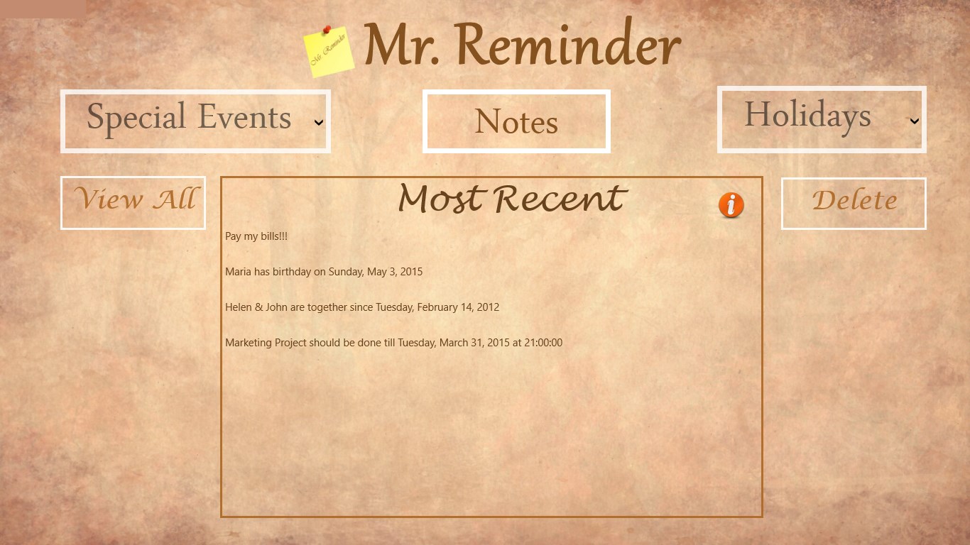 Mr. Reminder screenshot